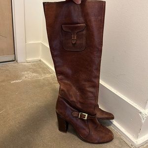 Knee high leather heeled boots